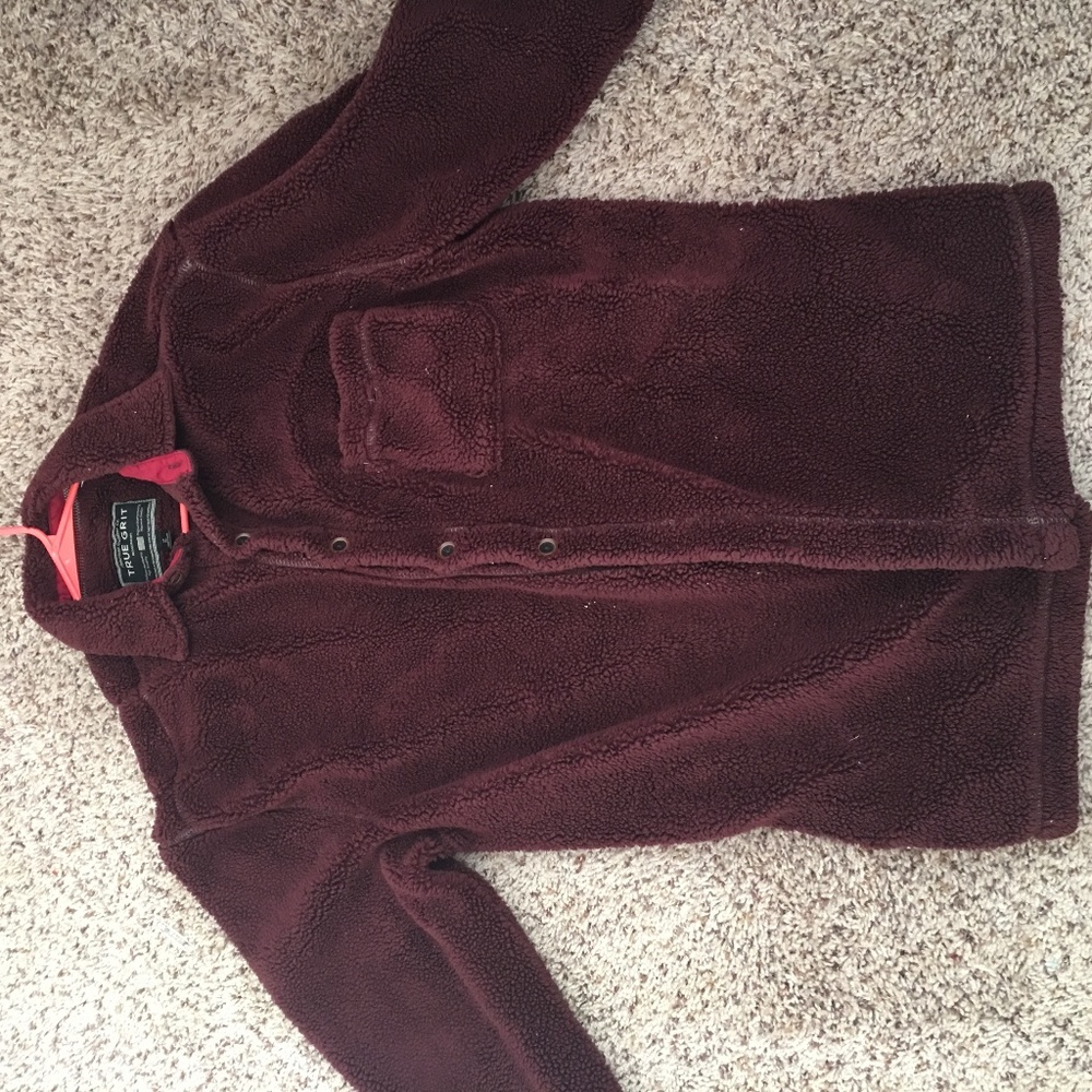 True Grit Blanket One Pocket Big Shirt- maroon-